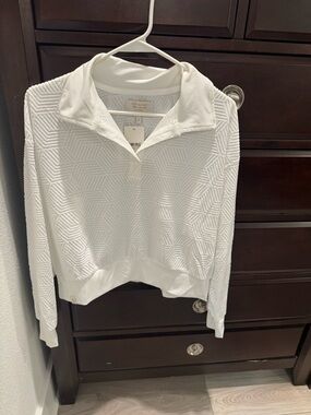 Simply Southern White Quilted collared pullover shirt